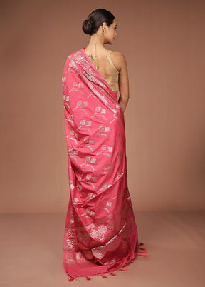 Pink Dupion Silk Saree With Blouse Piece