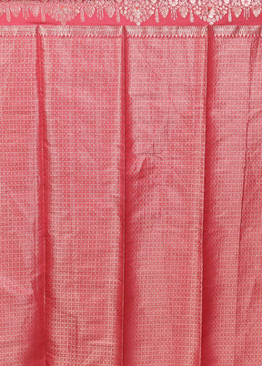 Pink Dupion Silk Saree With Blouse Piece