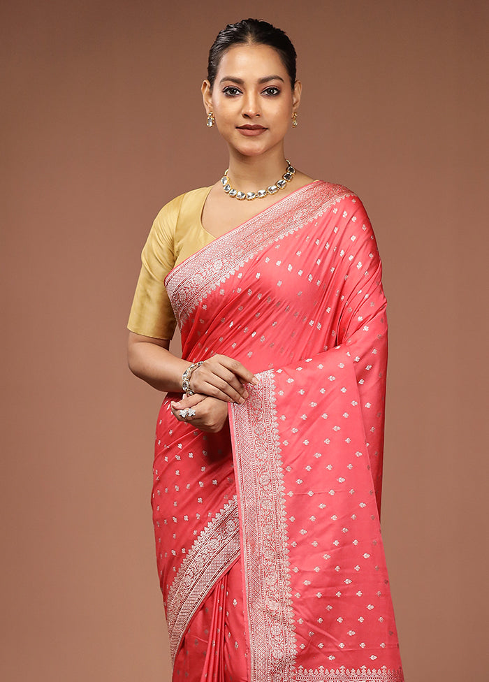 Pink Dupion Silk Saree With Blouse Piece