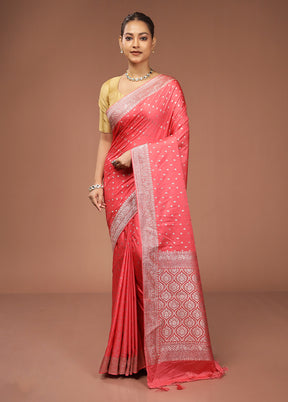 Pink Dupion Silk Saree With Blouse Piece