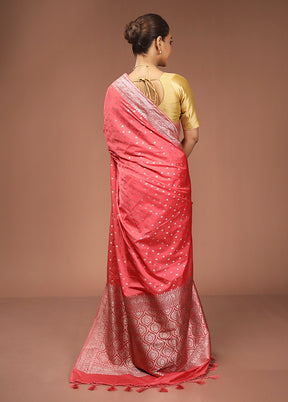 Pink Dupion Silk Saree With Blouse Piece