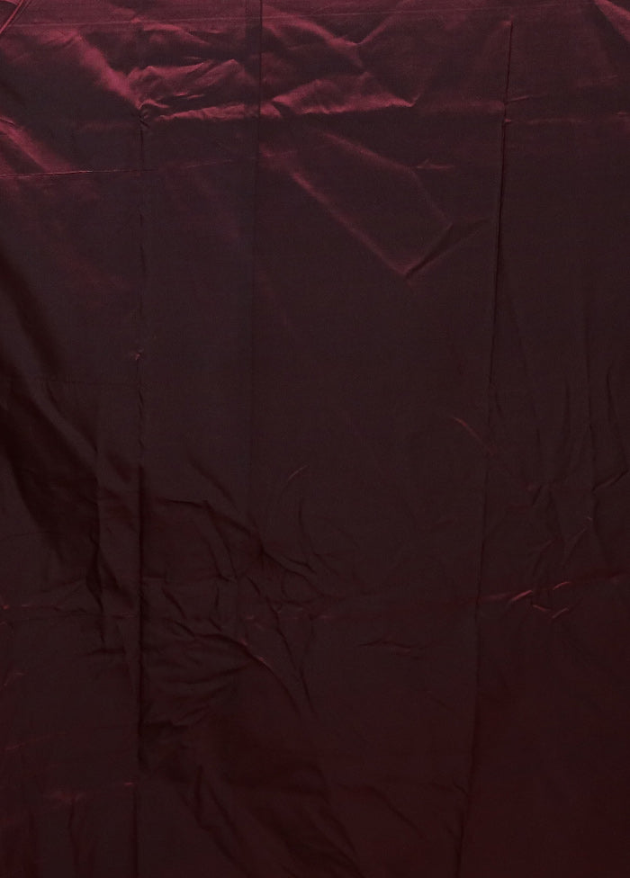 Maroon Uppada Silk Saree With Blouse Piece