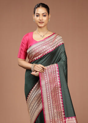 Green Dupion Silk Saree With Blouse Piece