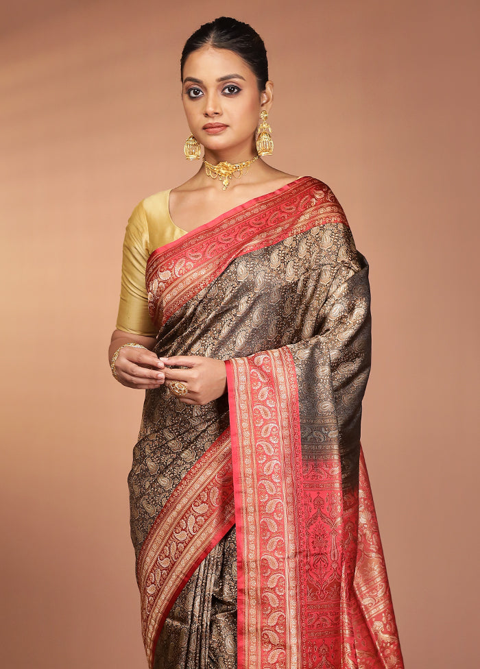Black Jamewar Silk Saree With Blouse Piece