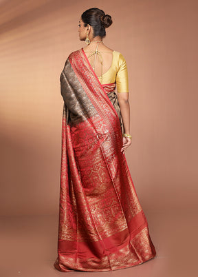 Black Jamewar Silk Saree With Blouse Piece