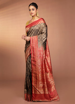 Black Jamewar Silk Saree With Blouse Piece