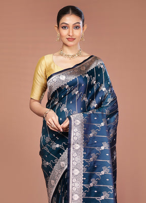 Green Katan Silk Saree With Blouse Piece