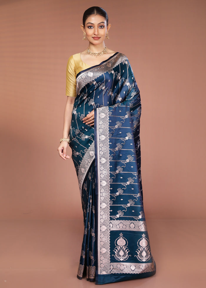 Green Katan Silk Saree With Blouse Piece