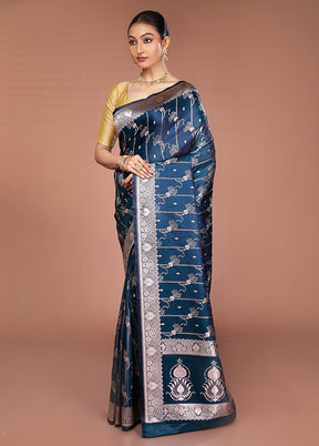 Green Katan Silk Saree With Blouse Piece