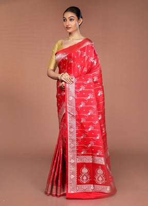 Red Katan Silk Saree With Blouse Piece
