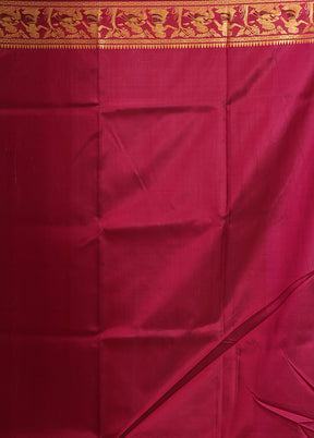 Purple Handloom Baluchari Pure Silk Saree With Blouse Piece