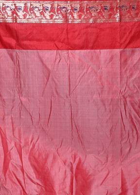 Pink Handloom Baluchari Pure Silk Saree With Blouse Piece