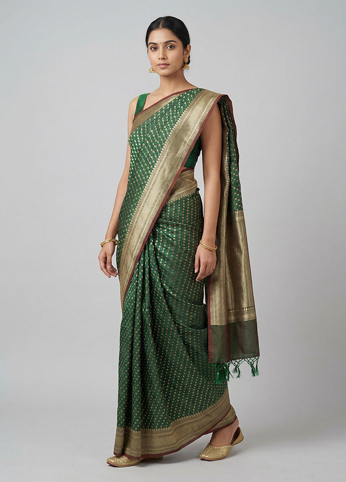 Green Kora Silk Saree With Blouse Piece