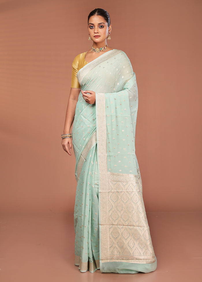 Green Georgette Saree With Blouse Piece