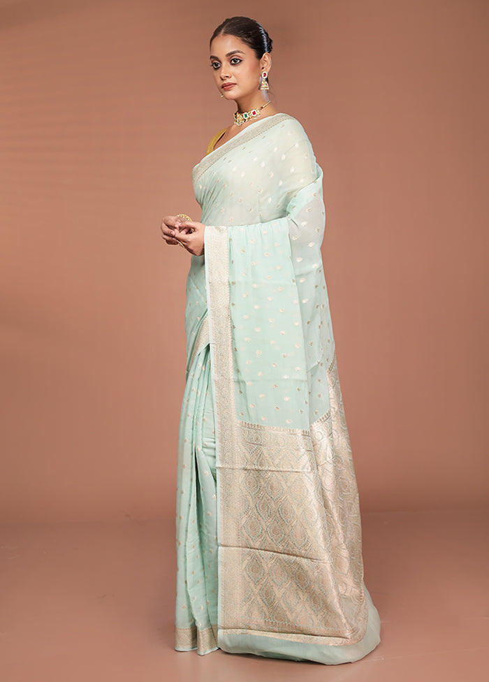 Green Georgette Saree With Blouse Piece