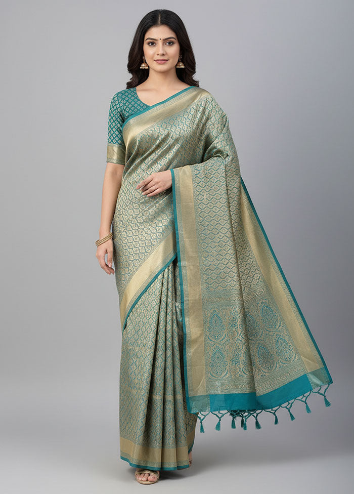 Green Handloom Kanchipuram Pure Silk Saree With Blouse Piece