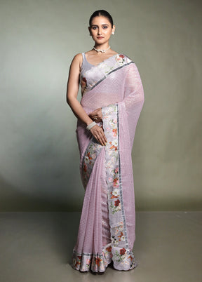 Pink Chiffon Silk Saree With Blouse Piece