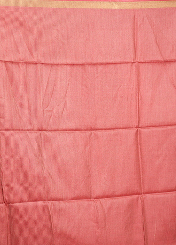 Red Tussar Silk Saree With Blouse Piece