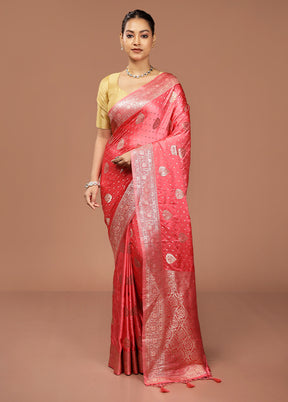 Pink Dupion Silk Saree With Blouse Piece