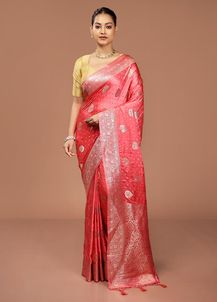 Pink Dupion Silk Saree With Blouse Piece