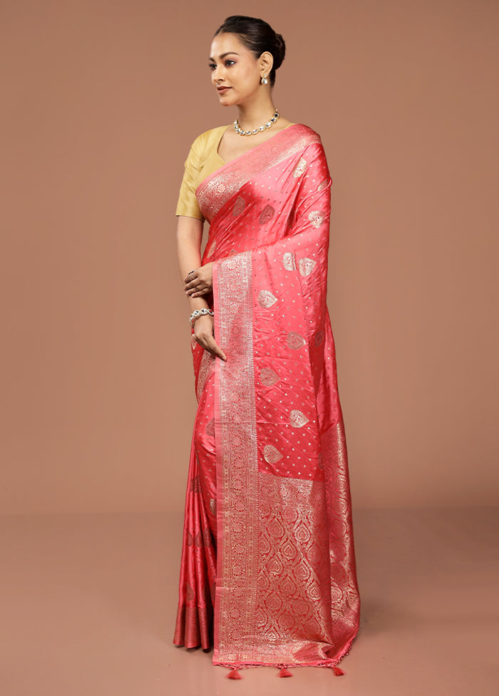 Pink Dupion Silk Saree With Blouse Piece