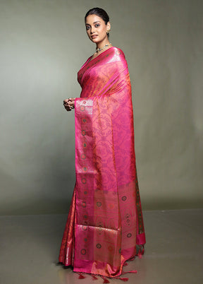 Pink Dupion Silk Saree With Blouse Piece