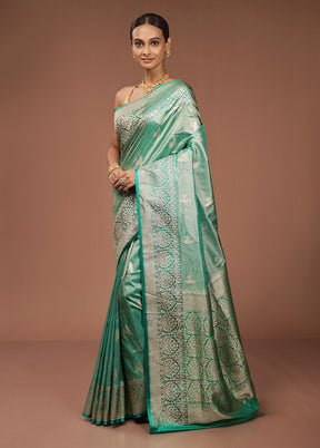 Green Tissue Silk Saree With Blouse Piece