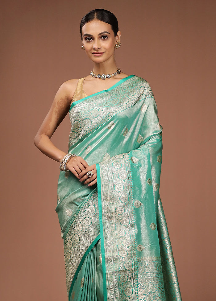 Green Tissue Silk Saree With Blouse Piece
