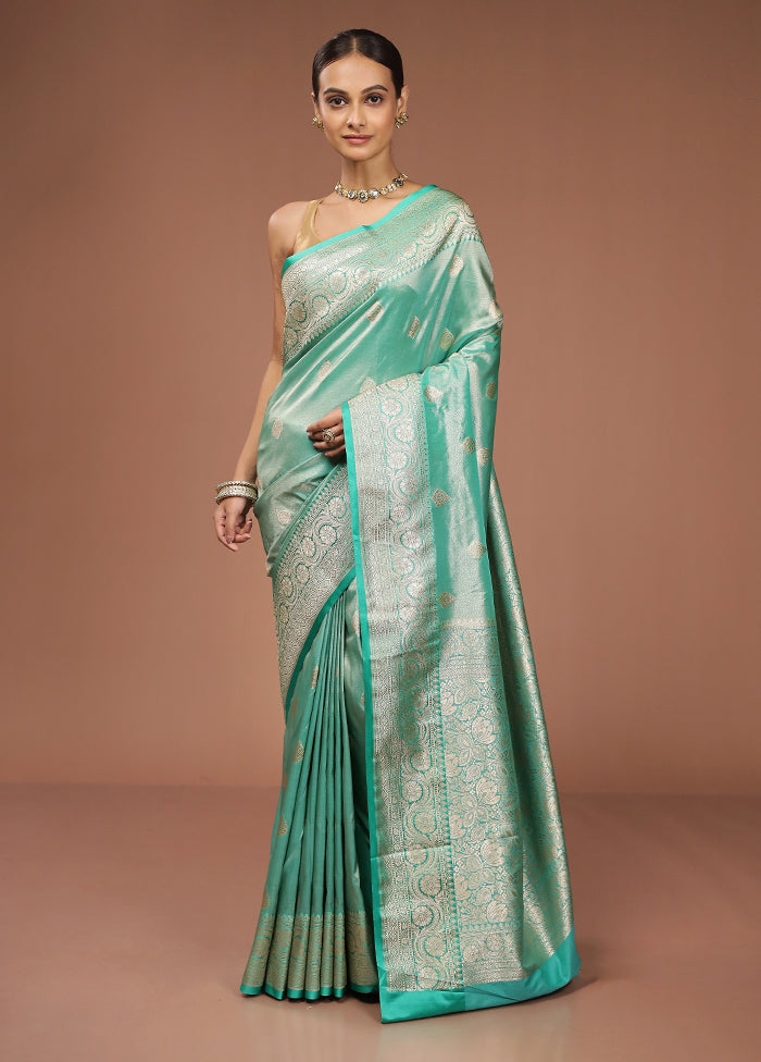 Green Tissue Silk Saree With Blouse Piece