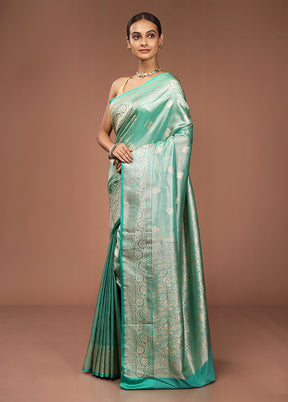 Green Tissue Silk Saree With Blouse Piece