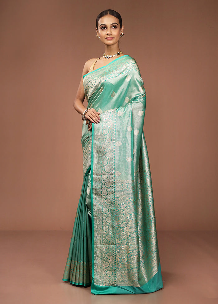 Green Tissue Silk Saree With Blouse Piece