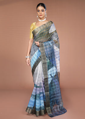 Green Tussar Silk Saree With Blouse Piece
