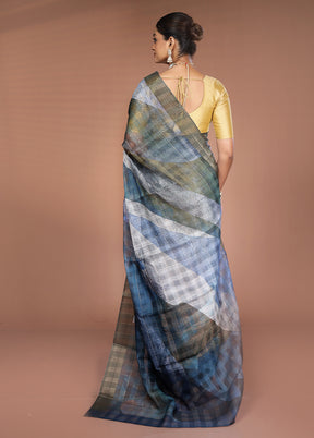Green Tussar Silk Saree With Blouse Piece