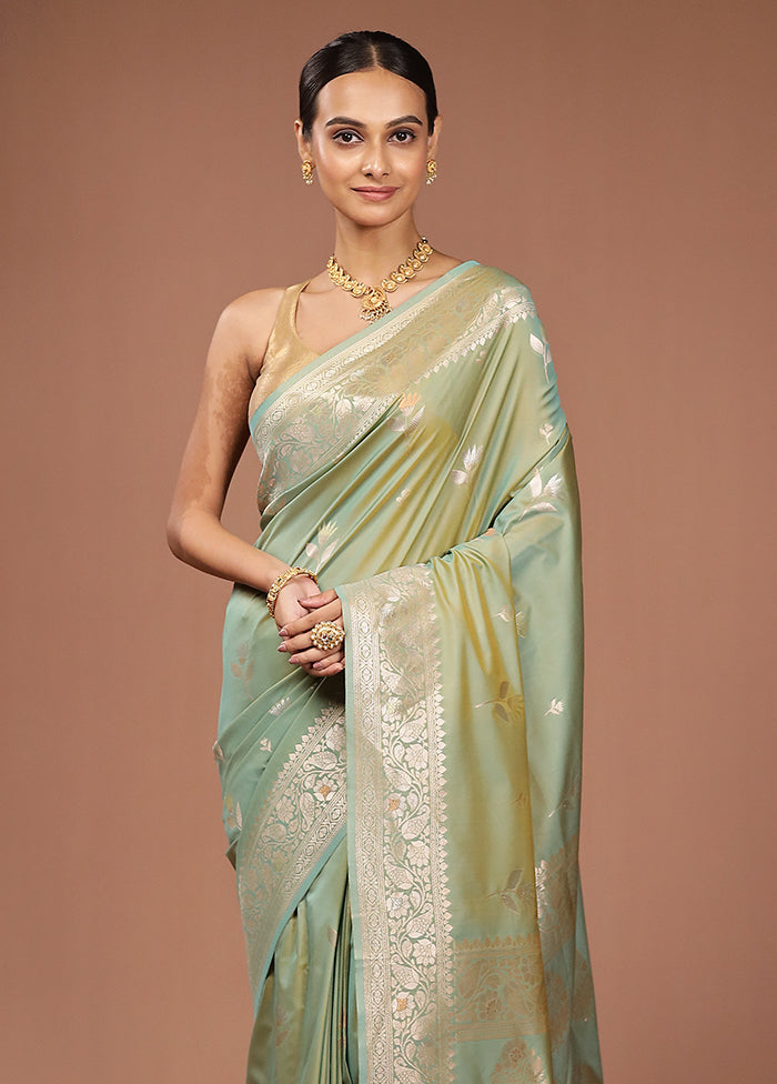 Green Dupion Silk Saree With Blouse Piece