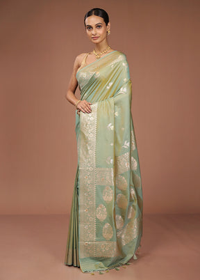 Green Dupion Silk Saree With Blouse Piece
