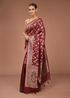 Purple Dupion Silk Saree With Blouse Piece