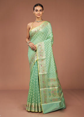 Green Kora Silk Saree With Blouse Piece