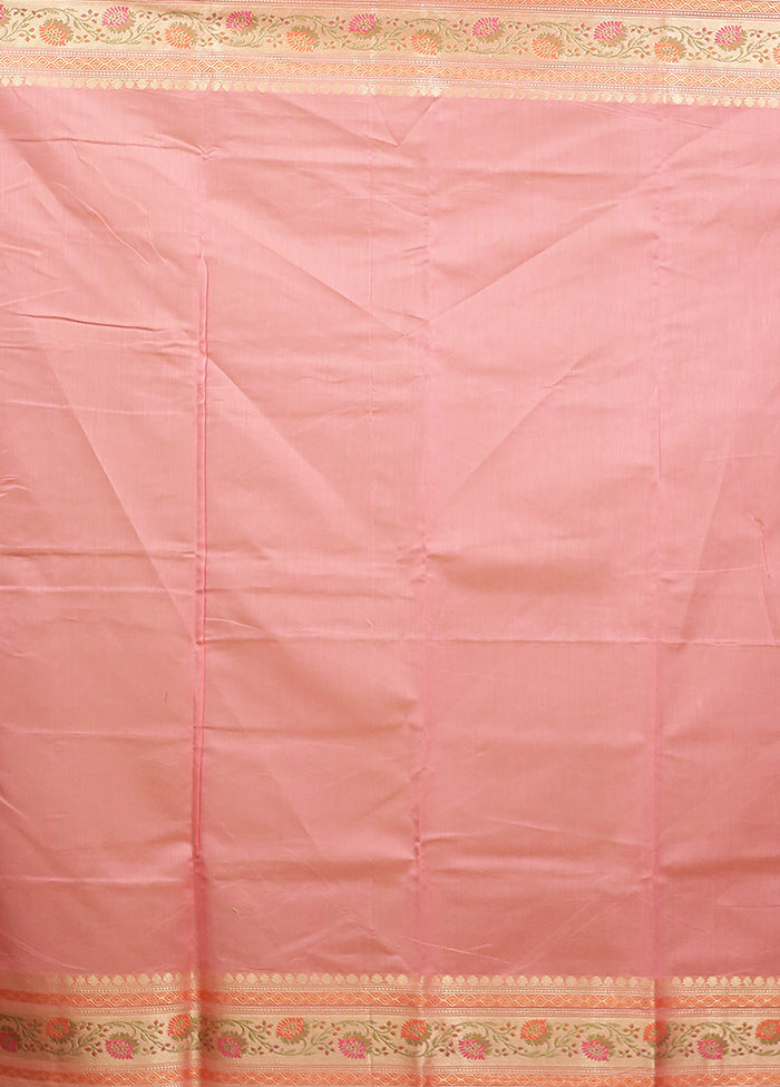 Pink Kora Silk Saree With Blouse Piece
