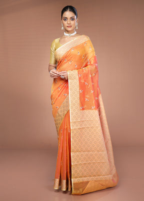 Rust Cotton Saree With Blouse Piece