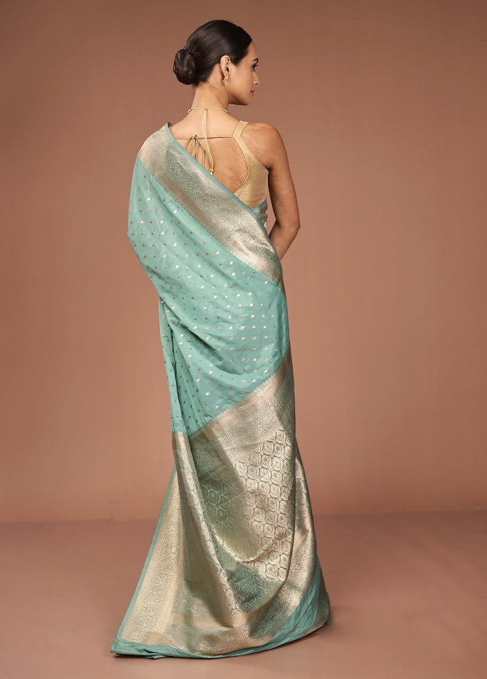 Green Dupion Silk Saree With Blouse Piece