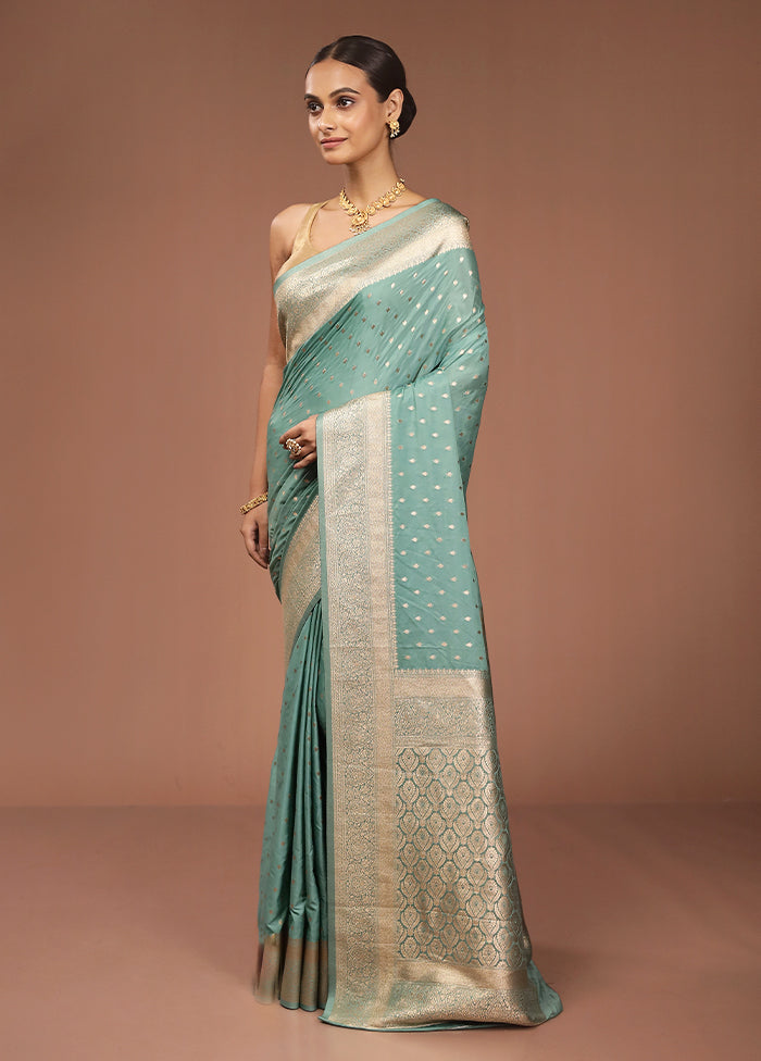 Green Dupion Silk Saree With Blouse Piece