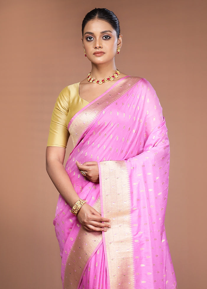 Pink Georgette Saree With Blouse Piece