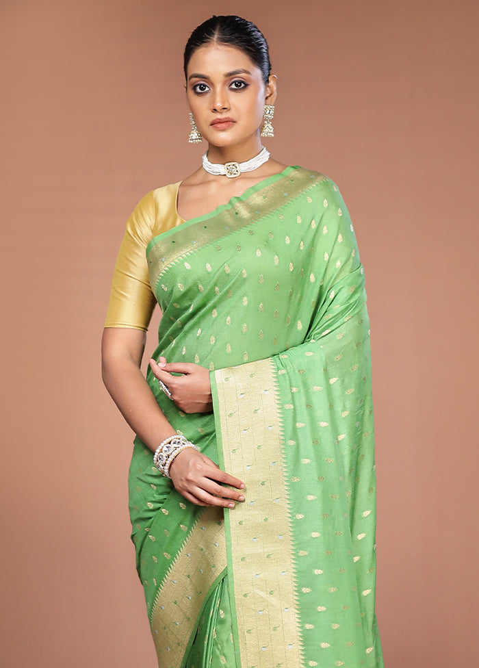 Green Georgette Saree With Blouse Piece