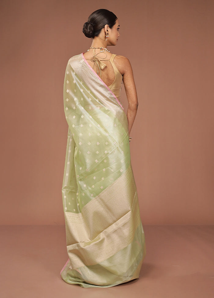 Green Tissue Silk Saree With Blouse Piece