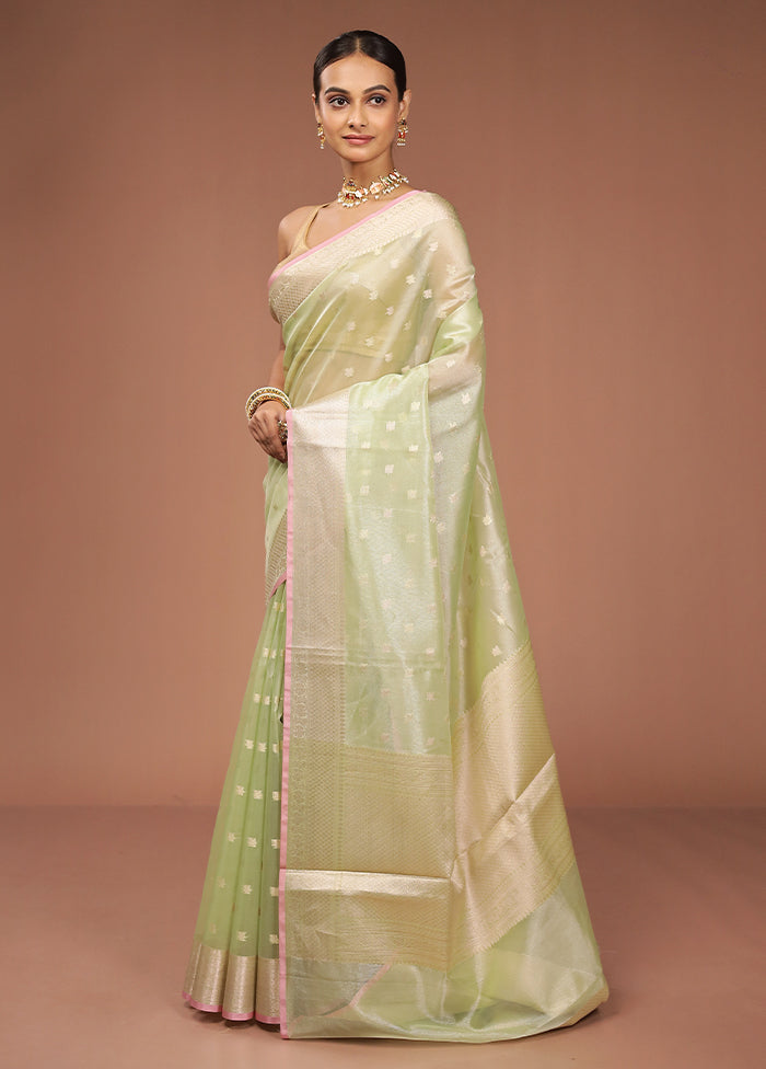 Green Tissue Silk Saree With Blouse Piece