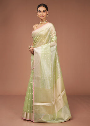 Green Tissue Silk Saree With Blouse Piece