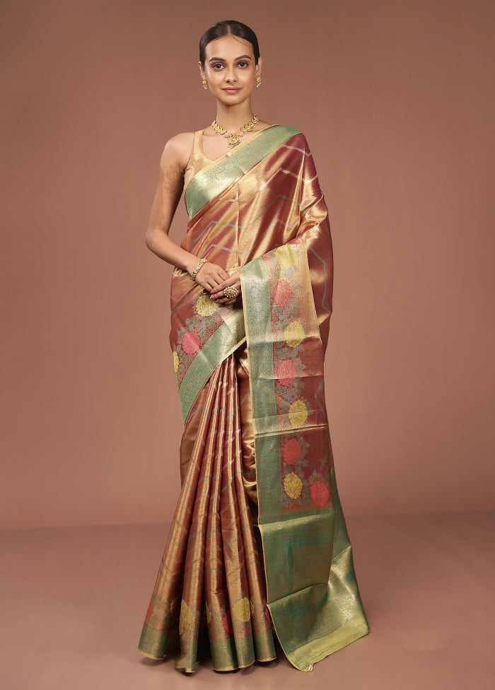 Gold Tissue Silk Saree With Blouse Piece