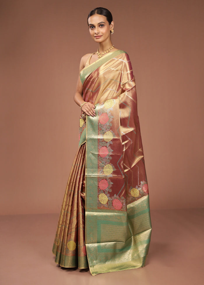 Gold Tissue Silk Saree With Blouse Piece