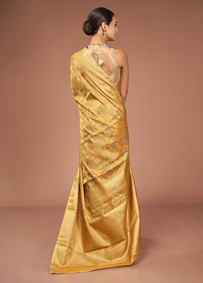 Gold Tissue Silk Saree With Blouse Piece