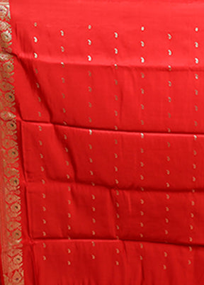 Red Handloom Banarasi Pure Silk Saree With Blouse Piece